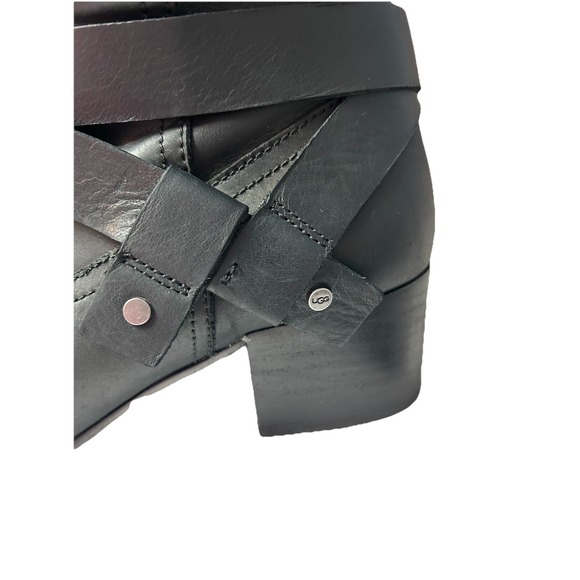 UGG Bandara Tall Black Leather Riding Boots Women's 8 Equestrian Minimalist - Picture 4 of 14